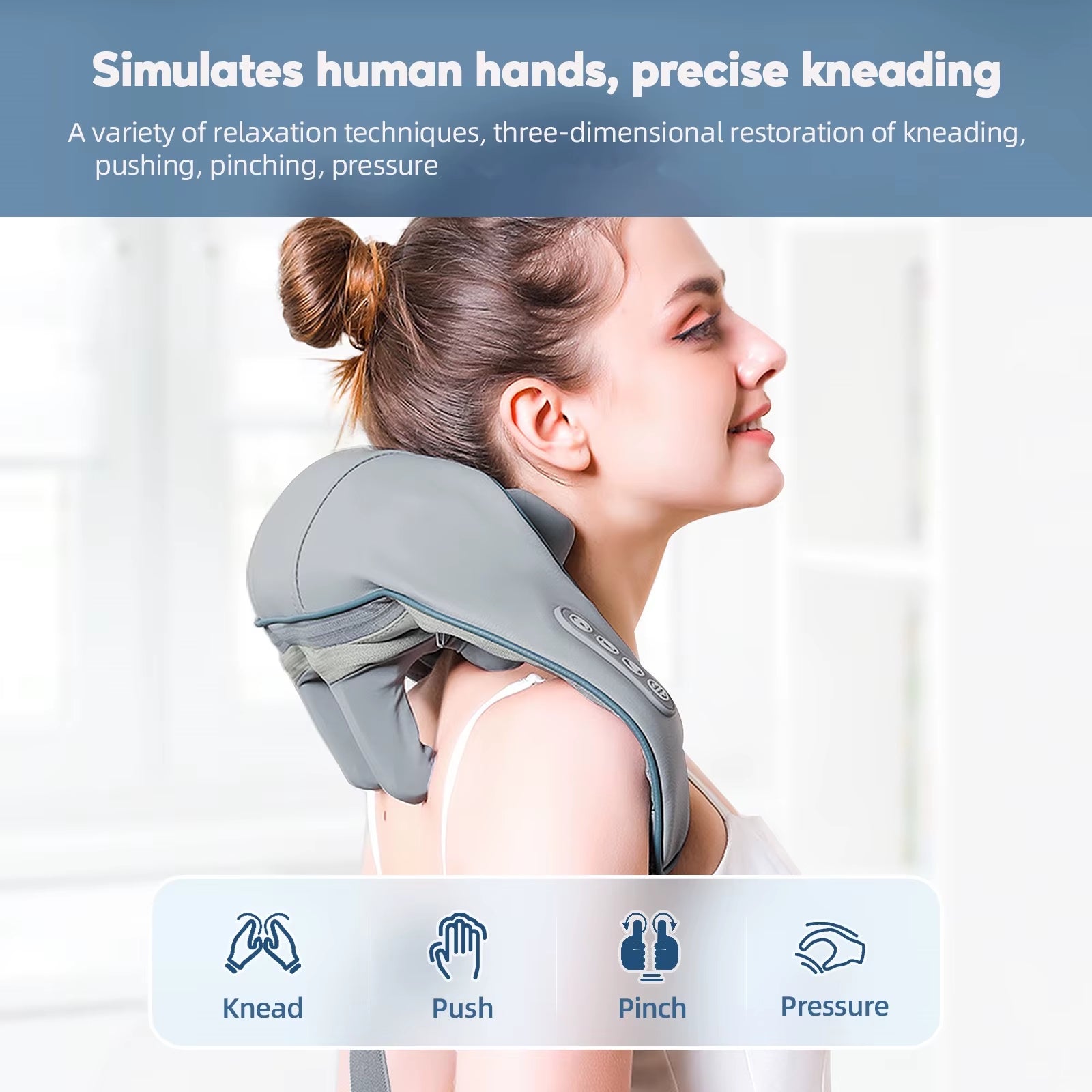 26W Brushless Motor Neck and Shoulder Massager Wireless Shoulder and Back Kneading Massage Shawl Neck Masajeador
