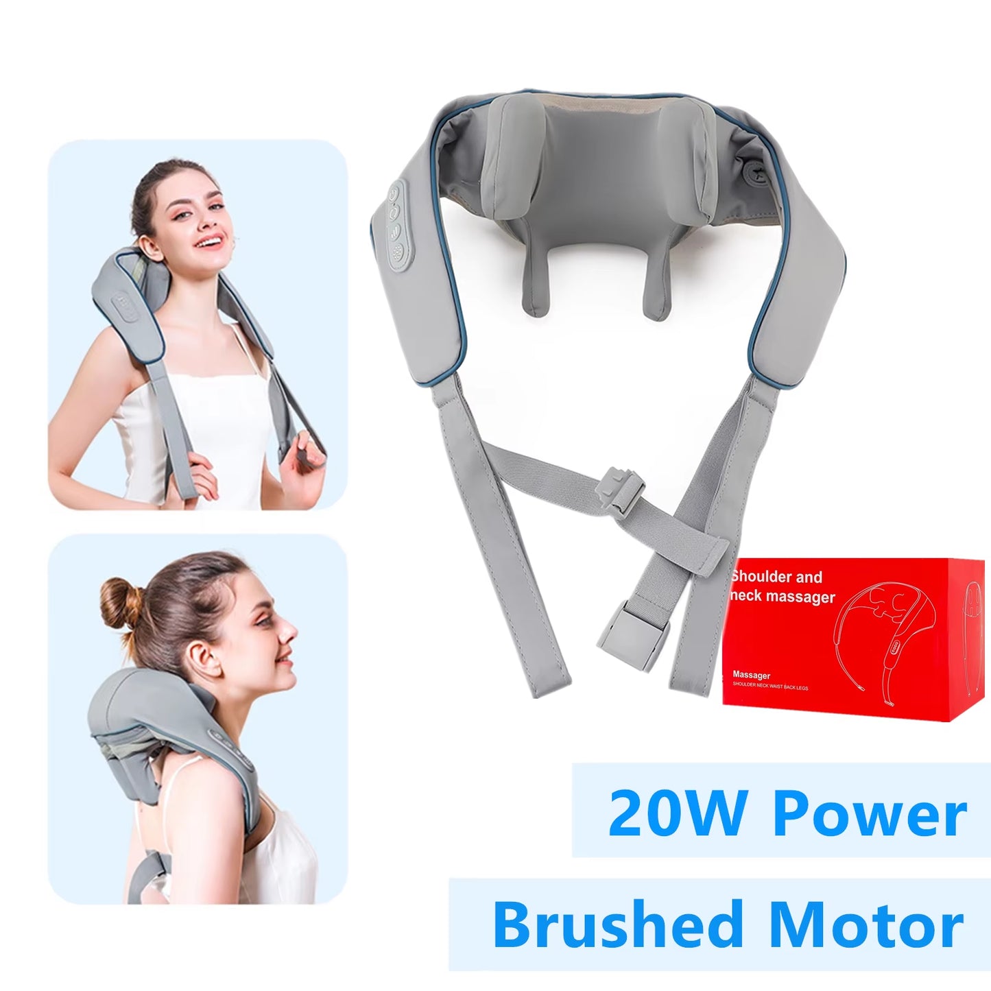 26W Brushless Motor Neck and Shoulder Massager Wireless Shoulder and Back Kneading Massage Shawl Neck Masajeador