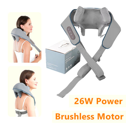 26W Brushless Motor Neck and Shoulder Massager Wireless Shoulder and Back Kneading Massage Shawl Neck Masajeador